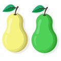 Pear - yellow and green fruits. Vector illustration